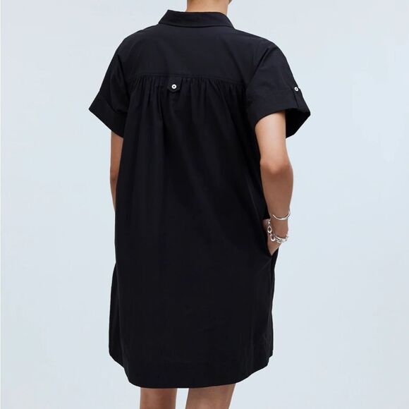 Madewell‎ Collared Button-Front Mini Shirtdress Womens XS Black - Picture 7 of 11
